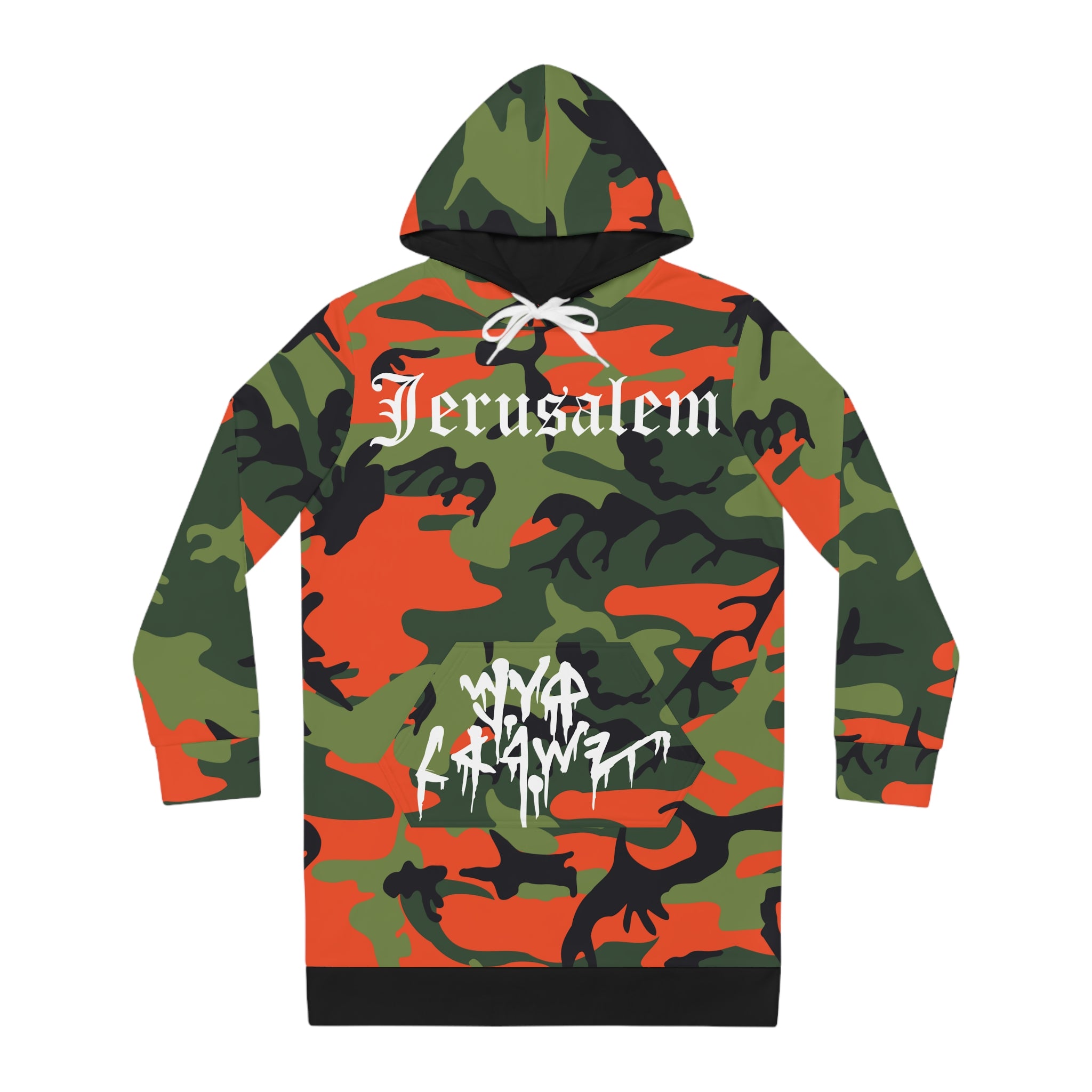 JERUSALEM HOODIE DRESS (ORANGE/GREEN CAMO)