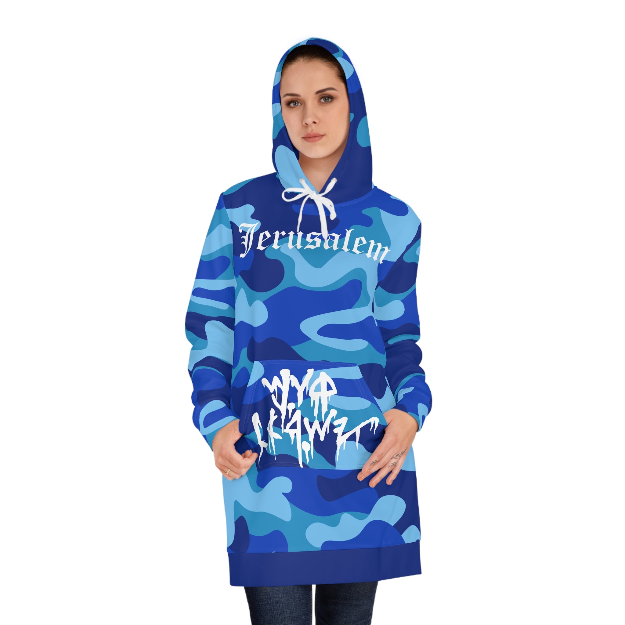 JERUSALEM Women's Hoodie Dress (ROYAL CAMO)