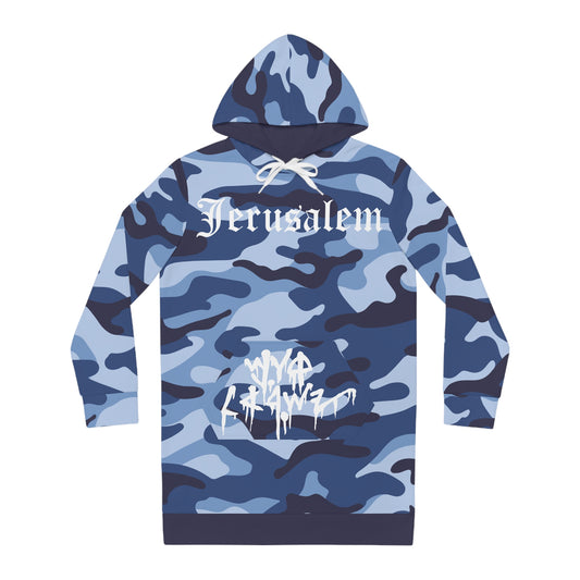 JERUSALEM Women's Hoodie Dress (NAVY CAMO)