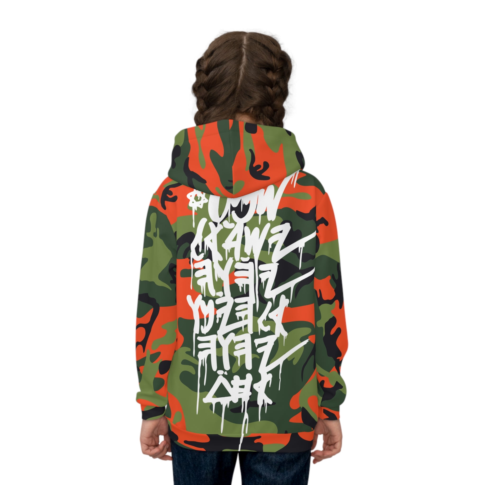 KIDS JERUSALEM HOODIE (ORANGE/GREEN CAMO)