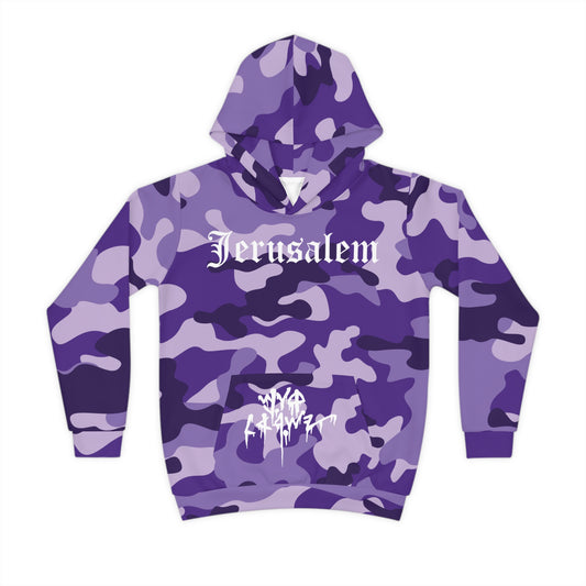 KIDS JERUSALEM HOODIE (PURPLE CAMO)
