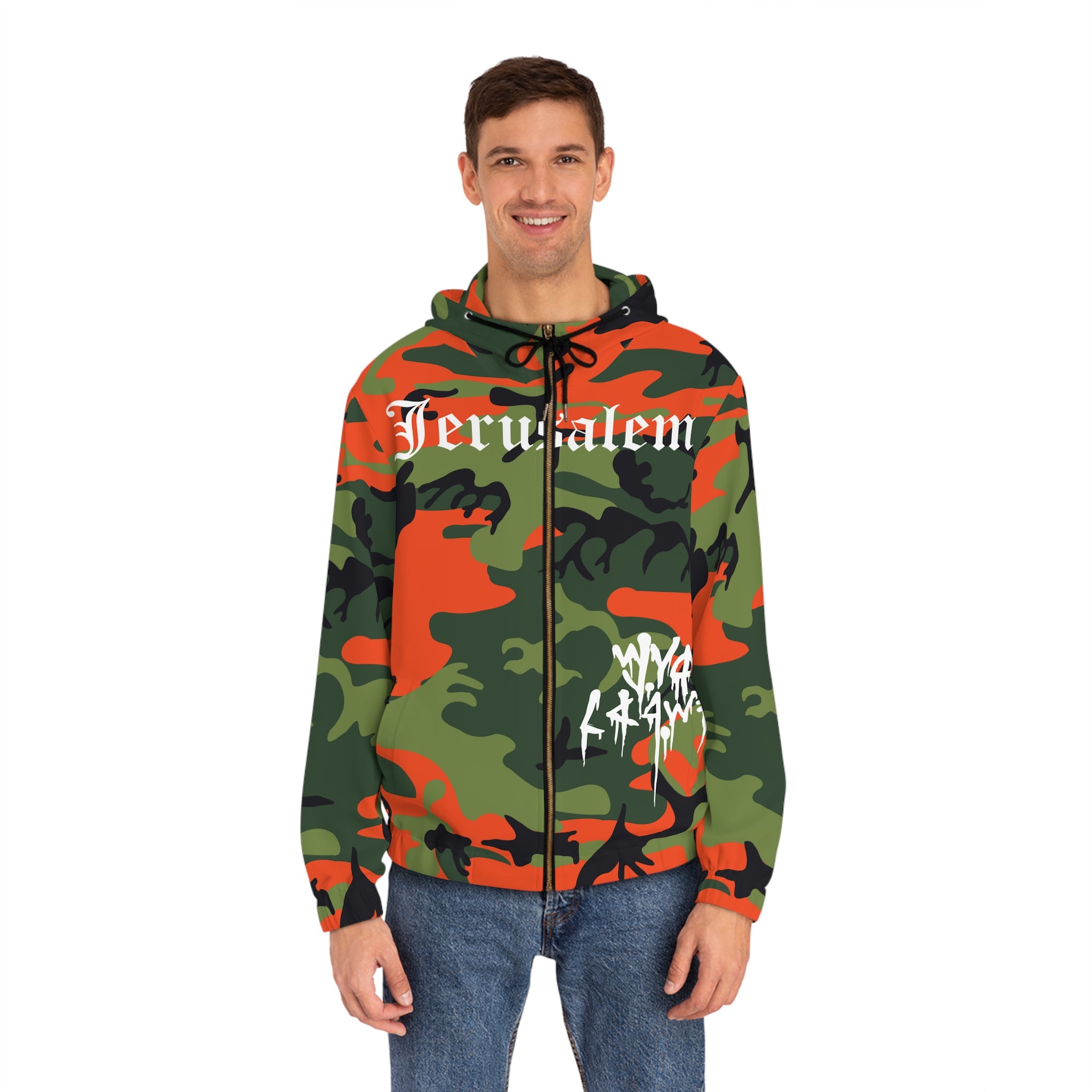 JERUSALEM ZIP HOODIE (ORANGE/GREEN CAMO)