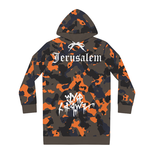 JERUSALEM Women's Hoodie Dress (GREY CAMO)
