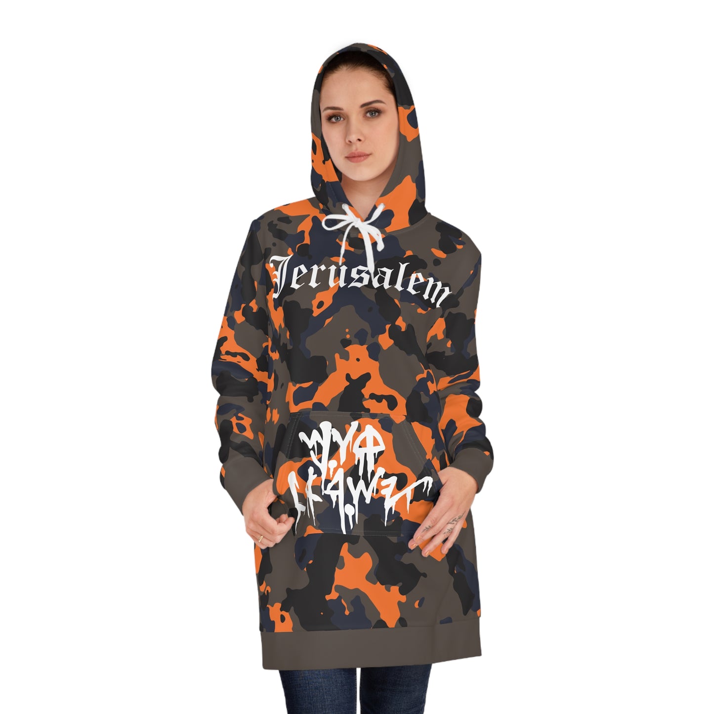 JERUSALEM Women's Hoodie Dress (GREY CAMO)