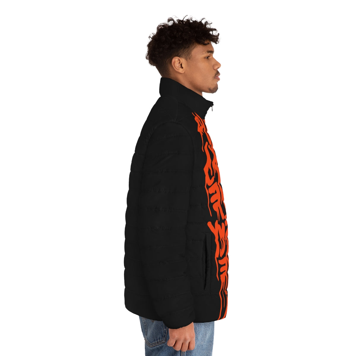 Orange Shami Puffer Jacket