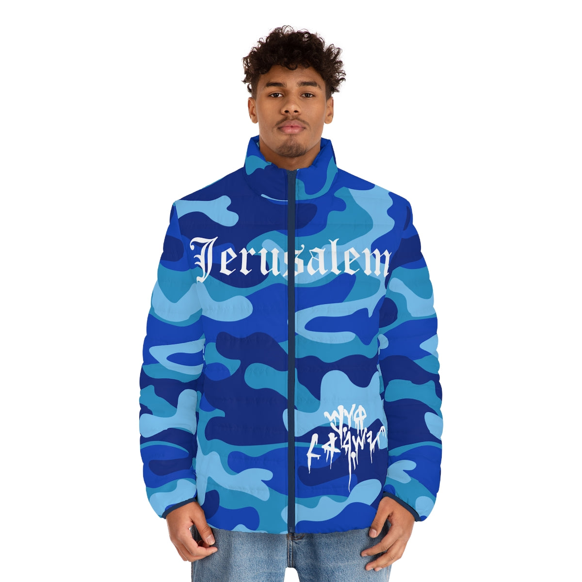 Jerusalem Puffer Jacket (Blue Camo)
